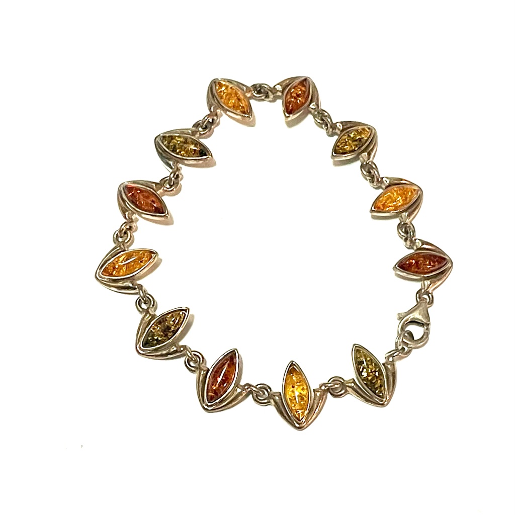 Sterling Multicolored Amber Bracelet